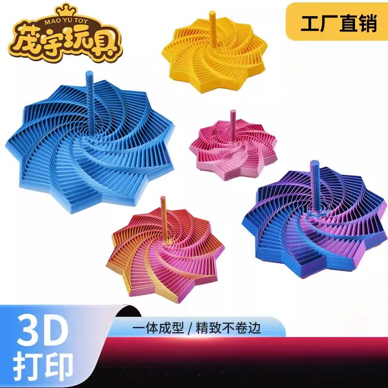 跨境爆款3d打印带手柄萝卜塔幻觉解压玩具螺旋塔烦躁之星解压神器