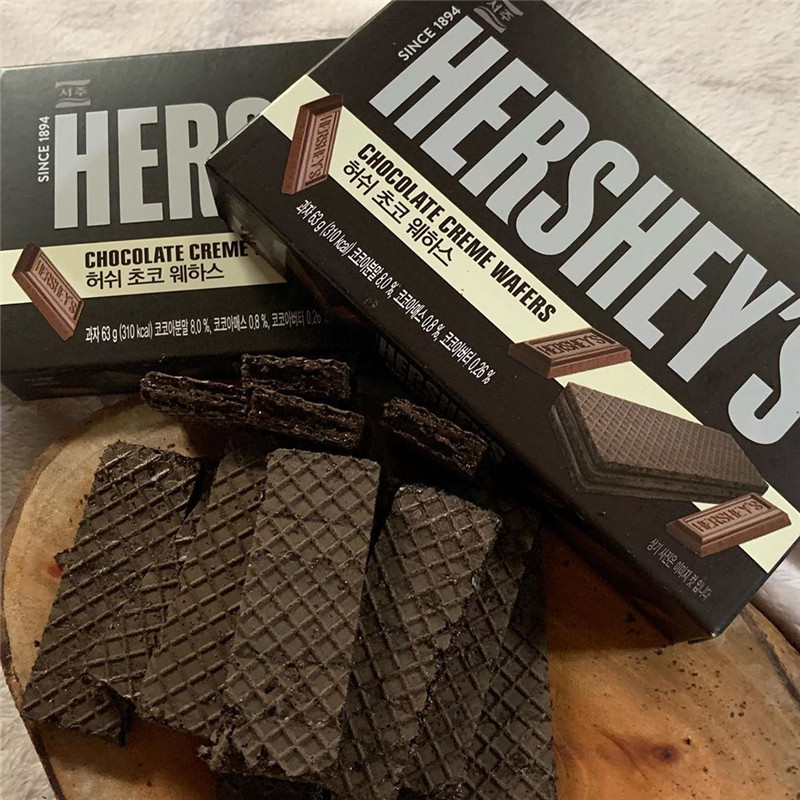 韩国进口零食 HERSHEY'S榛果香蕉巧克力夹心松脆威化饼干盒装