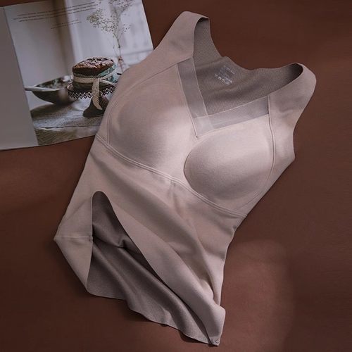 秋季德绒背心女带胸垫2024新款秋冬内搭美背文胸一体打底保暖内衣