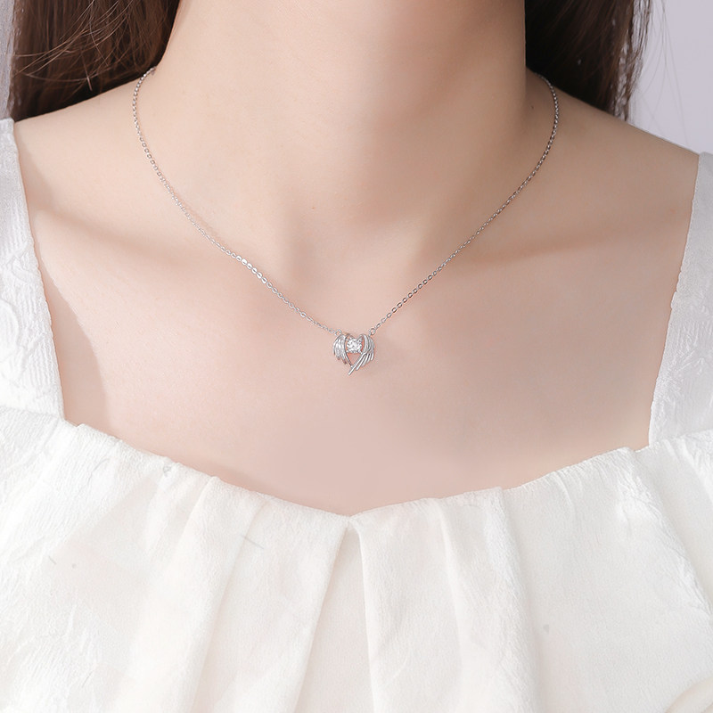 守护之翼项链女925纯银吊坠