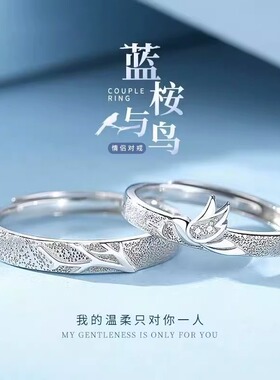 蓝按遇鸟对戒七夕节礼物送男女友