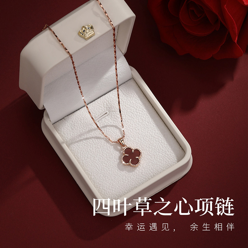 四叶草项链女款2026新款999纯银吊坠饰品生日520情人节礼物送女友