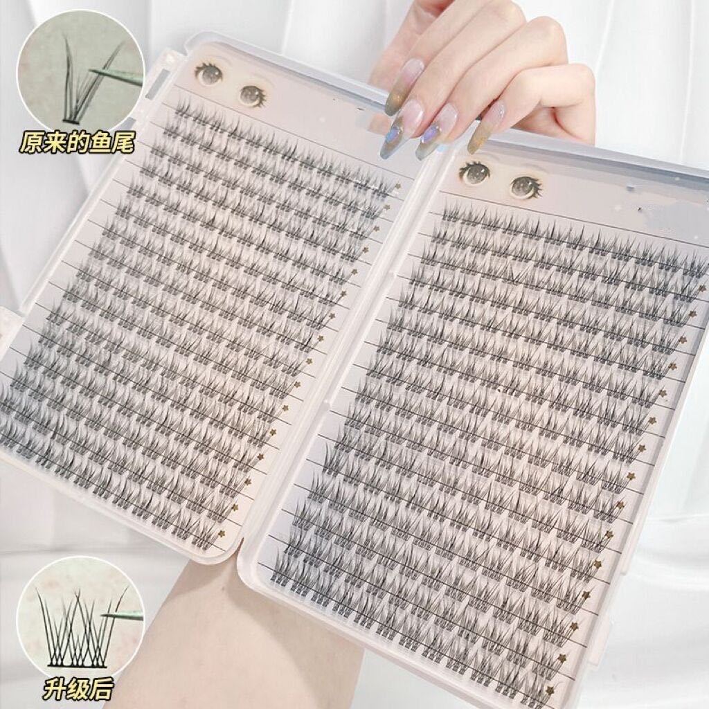 大容量懒人鱼尾三部曲睫毛书假睫毛新手自然超自然仿真单簇分段
