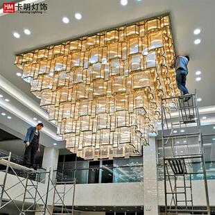 酒店大厅水晶吊灯所售楼部别墅大型展厅灯非标工程休闲区定制灯具