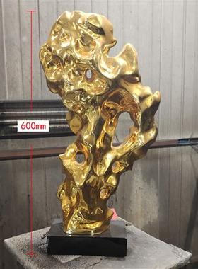 定制不锈钢太湖石雕塑玻璃钢假山石酒店售楼部景观装饰品大型摆件