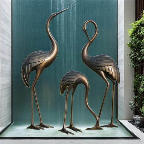 中式仿铜仙鹤模型摆件水池现代庭院园林景观装饰品大型玻璃钢雕塑,家居饰品,装饰摆件,淘宝优惠券,粉丝福利购,淘宝优惠卷