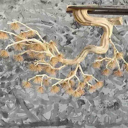 仿真悬挂迎客松壁挂松树罗汉松美人松家居装饰大型枯枝造景