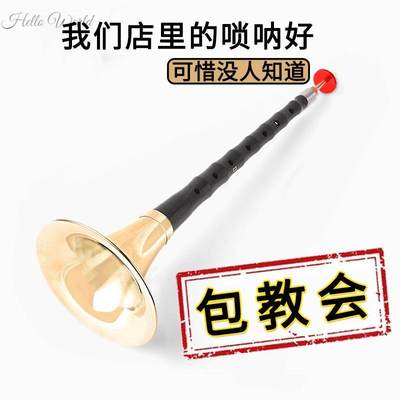 新艺演奏专业乌木黑檀木唢呐乐器全套d调D调初学者入门大小号喇叭