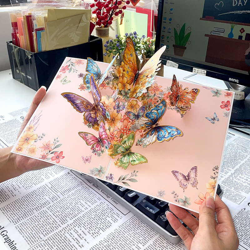 教师节贺卡送老师花束贺卡2025新款精致高级感幼儿园毕业快乐diy创意祝福3d立体手工纸雕小卡片
