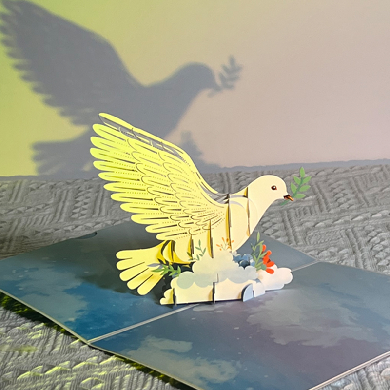 生日贺卡礼物2025新款精致立体贺卡精美造型镂空个性设计白鸽纸雕祝福留言感谢写字卡片