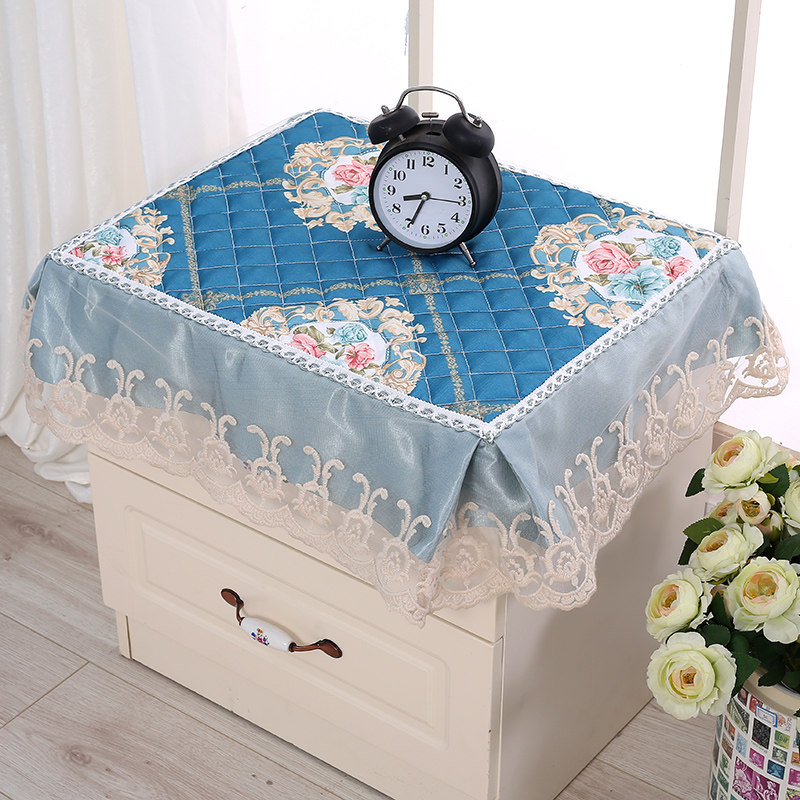 家用卧室床头柜盖布巾布艺夹棉床头柜罩防尘罩蕾丝洗衣机冰箱盖巾