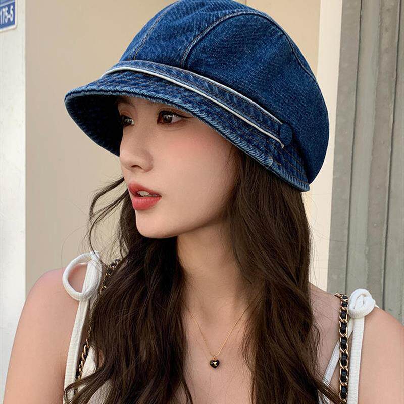 韩版复古牛仔鸭舌堆堆帽女春夏季百搭造型贝雷帽显脸小画家帽子女