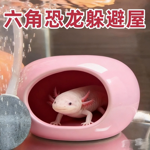 六角恐龙躲避屋鱼缸生态缸造景专用装饰巴西龟蝾螈休息繁殖躲避屋