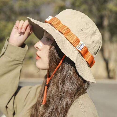 日系户外登山帽紫外线钓鱼渔夫帽男女夏季防晒遮阳帽撞色徒步盆帽
