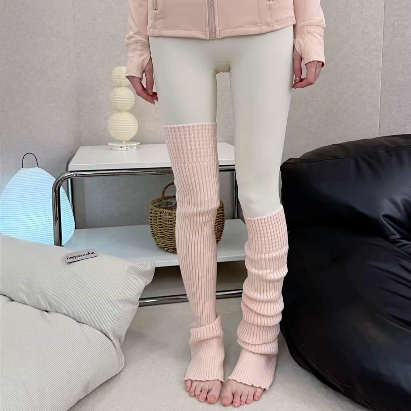 四十只狮72cm长筒过膝袜套女秋冬保暖粉色堆堆袜搭瑜伽裤踩脚腿套