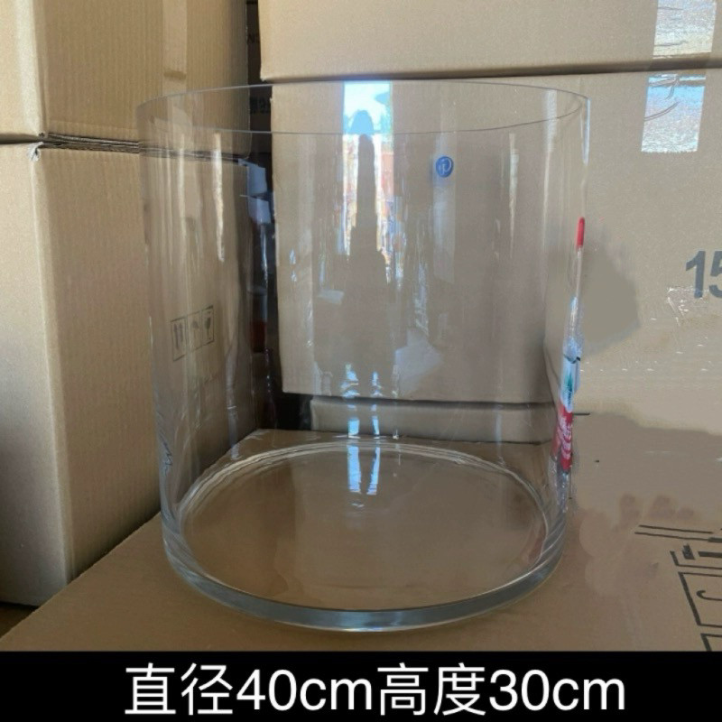 加厚大号玻璃圆柱鱼缸创意客厅家用落地圆形鱼缸圆柱水培直筒花瓶
