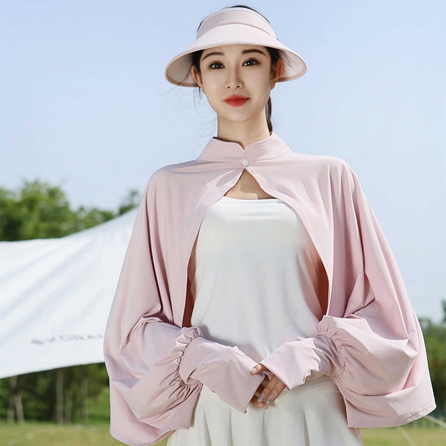 防晒披肩开衫女长袖夏季开车袖套这样斗篷骑车薄款冰丝手袖防晒衣