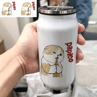 猫咪橘猫冰淇淋图案年周年纪念跑步定制照片咖啡304不锈钢保温杯