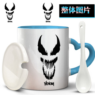 漫威毒液联名蜘蛛侠汤姆哈迪venom2外贸出口卧室马克杯陶瓷水杯子