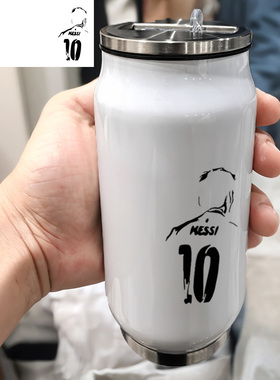 足球Messi巴萨梅西球迷情侣便携式大容量简约咖啡304不锈钢保温杯