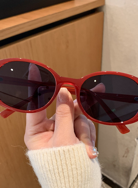 韩系红色墨镜新款百搭太阳眼镜女款遮阳防紫外线大框显脸小眼镜潮
