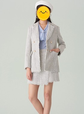 47爆价大牌R系列正品RCWH93802M春季复古粗花呢A字气质女半身裙