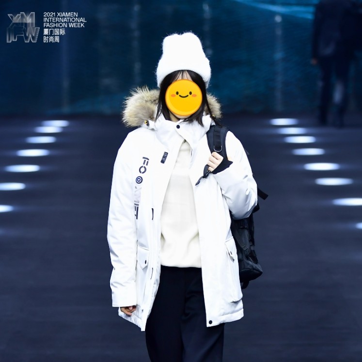 连帽毛领智能温控加热棉服情侣款