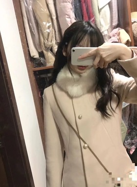 变身石原里美ROEM韩版羊毛呢外套大衣女中长款加厚RCJW74T01C时尚