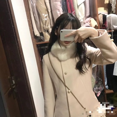 ROEM女中长款加厚韩版羊毛呢外套