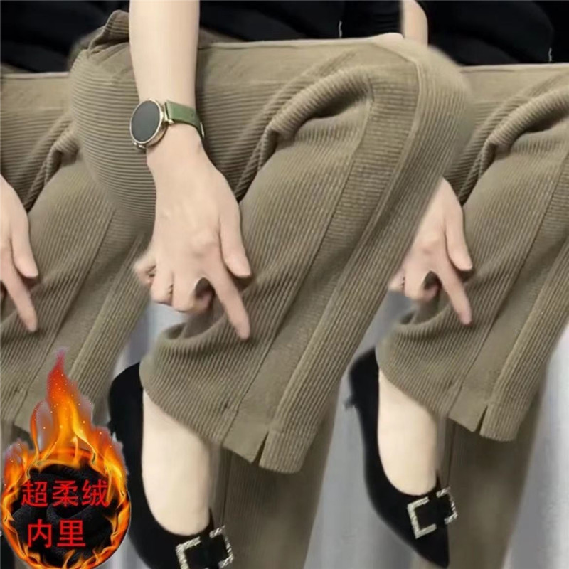 裤子秋冬新款加绒加厚灯芯绒妈妈