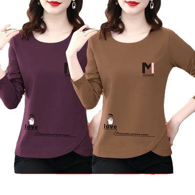 打底衫早秋新款中年妈妈宽松长袖