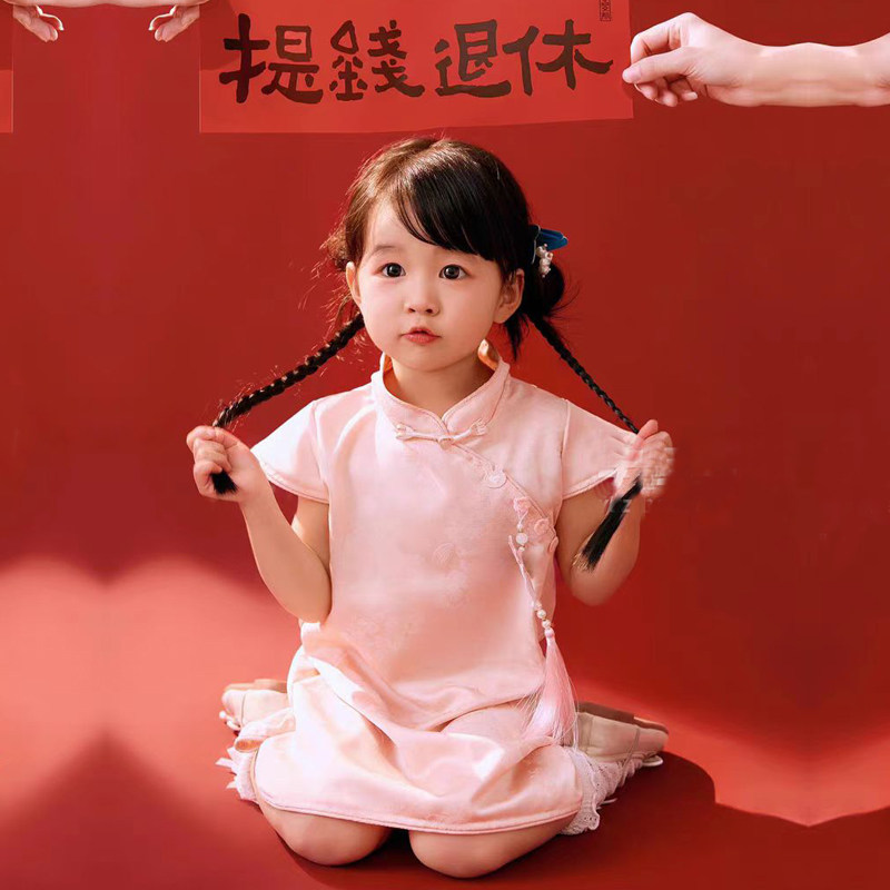 女童旗袍2025新款儿童中国风唐装女孩古风汉服连衣裙春秋款