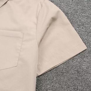 短袖 日本JK制服短袖 日系校服 尖領(lǐng)方領(lǐng)角襟 焦糖杏色襯衫 不透定