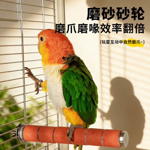 高能鹦鹉磨砂站杆磨爪棒解闷玩具