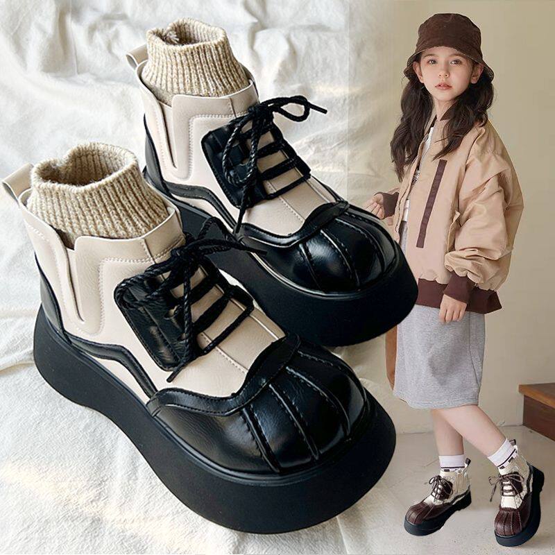 女童马丁靴加绒保暖2025新款冬季儿童短靴公主靴子女孩童鞋中大童