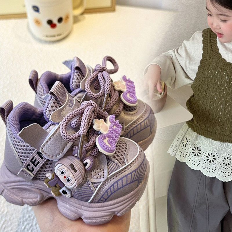 男童婴儿鞋网鞋卡通装饰儿童运动鞋女童厚底老爹鞋宝宝女童休闲鞋