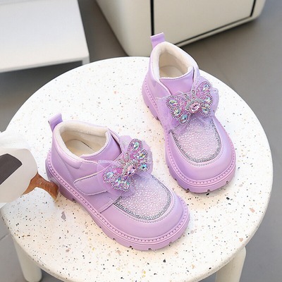 女童公主鞋软底蝴蝶结棉鞋童鞋