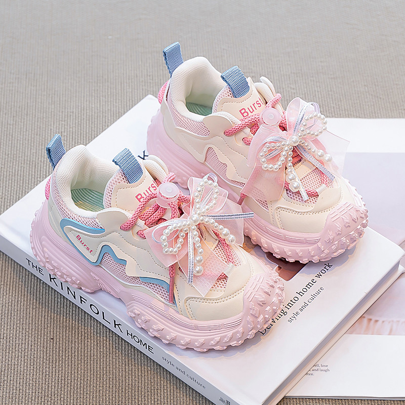 女童老爹鞋防滑甜美风软底儿童运动鞋女孩春秋款学生鞋童鞋中大童