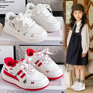 女童运动鞋防滑魔术贴低帮休闲儿童小白鞋学生鞋百搭板鞋春秋新款