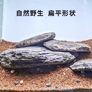 天然溪流石片岩石鱼缸造景全套溪流缸造景全套乌龟晒台石头躲避屋