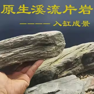 原生态溪流片岩DIY造景水陆缸鱼宠虾龟晒台养鱼缸古法沉木搭配等