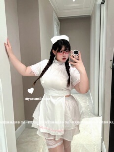 晚安奈奈 查房时间!万圣节2024新大码微胖护士cos制服套装连衣裙