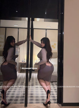 微胖法式针织包臀舒适吊带睡裙