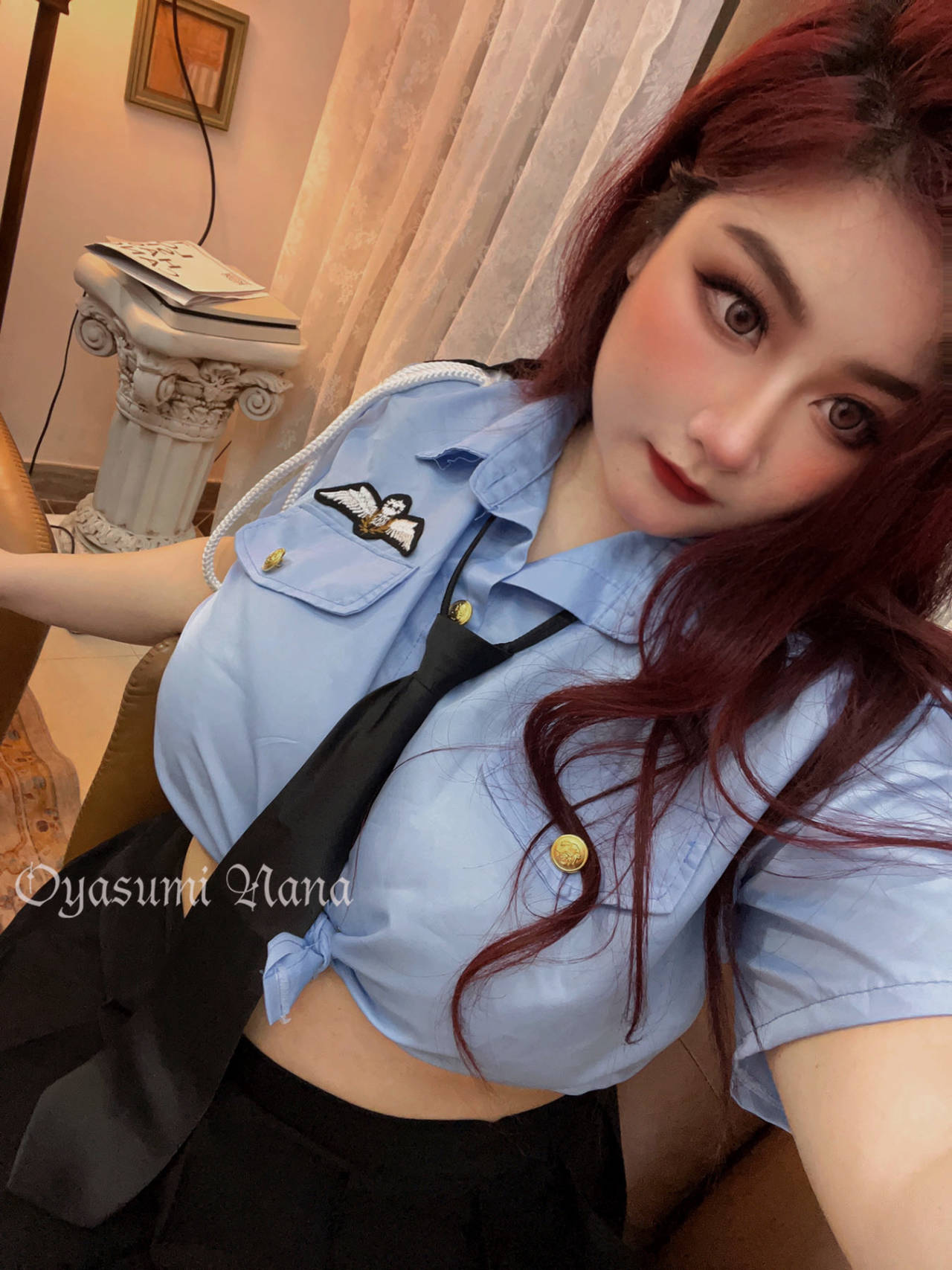 晚安奈奈 迷情教官 纯欲大码COS女警飞行员空姐JK百褶裙制服