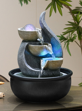 小型流水摆件循环水客厅招财加湿器家用桌面转运球水车风水轮造景