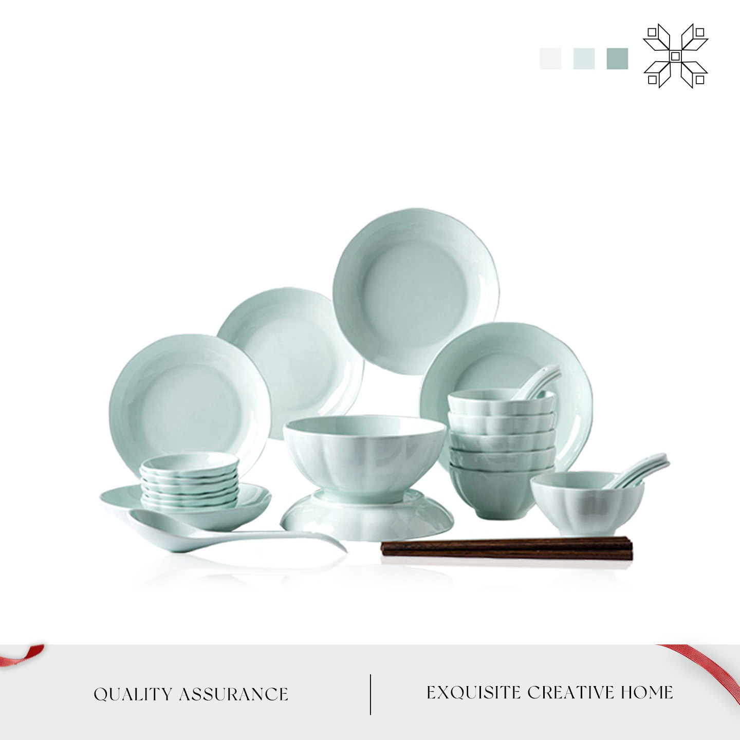 Mintrain英国餐具家用陶瓷碗碟套装乔迁创意碗盘送礼礼盒 |水韵