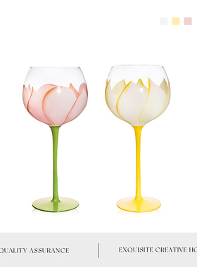 MOLA.Boris.酒具家用花朵郁金香红酒杯葡萄酒杯高脚玻璃杯 | 花绘