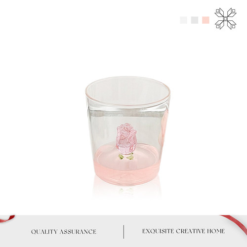 MOLALUNA立体玫瑰高级感玻璃水杯