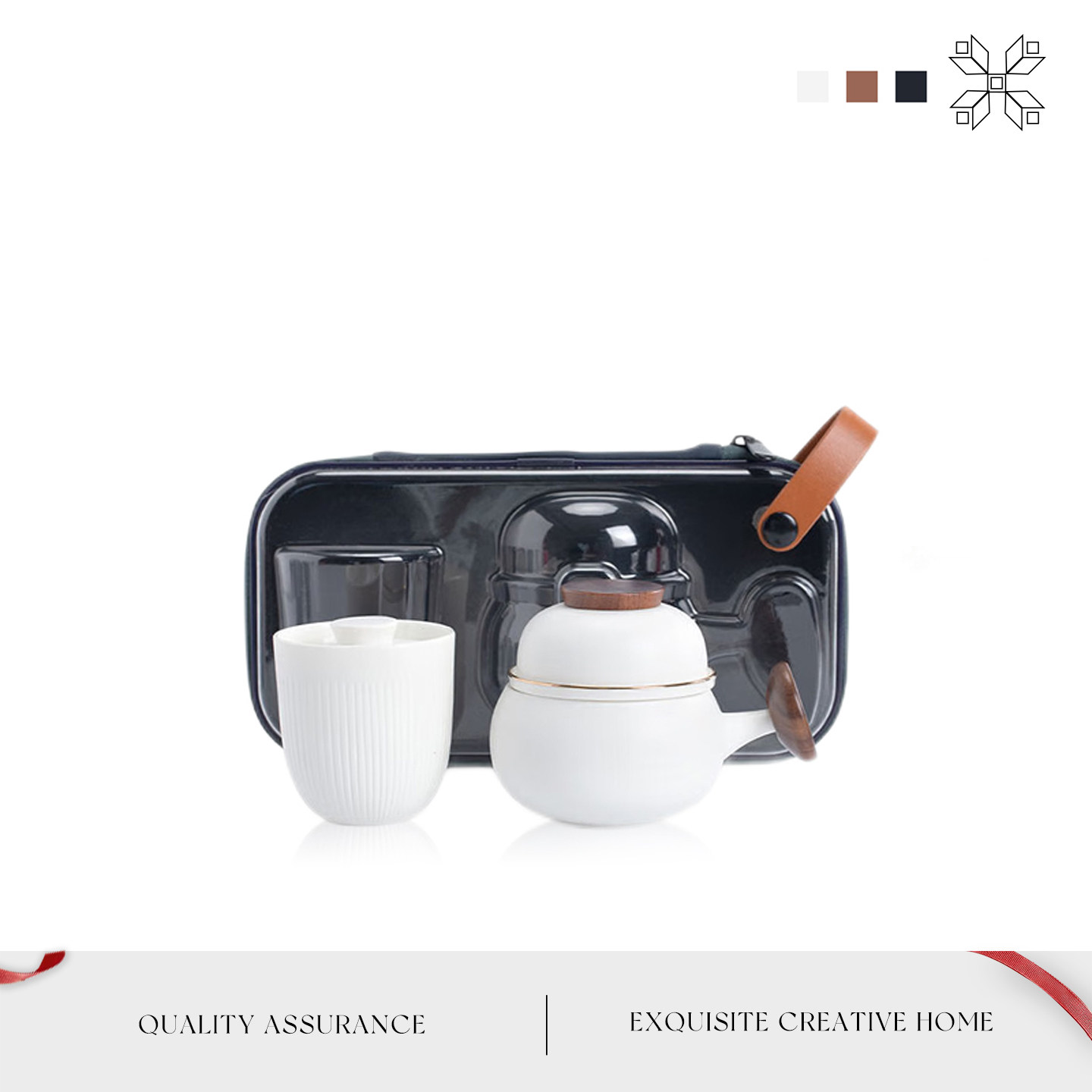 Auramoon.茶具便携式快客杯一壶一杯旅行茶具套装便携包丨圆心,餐饮具,茶杯,淘宝优惠券,粉丝福利购,淘宝优惠卷