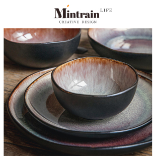 Mintrain.盘异形碗碟餐具复古陶瓷饭碗牛排质感出众ins风 | 史拳